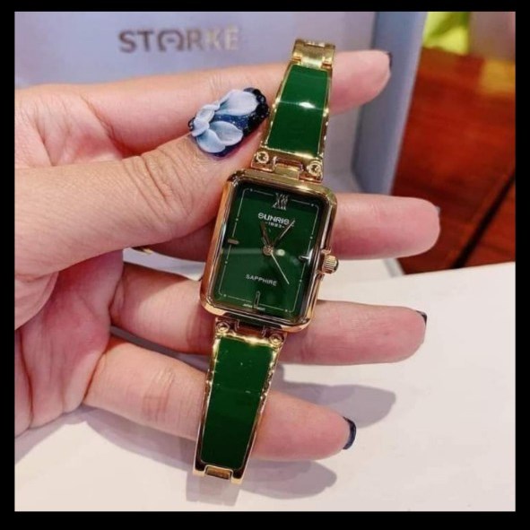 Đồng hồ nữ SUNRISE 9990SA dạng lắc tay mặt chữ nhật, kính sapphire, chống nước 3ATM