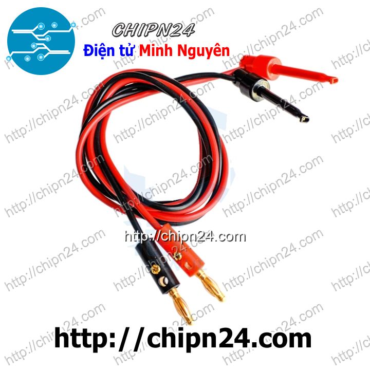 [1 cặp] (D104) Dây Đầu Jack chuối 4mm và Kẹp Móc