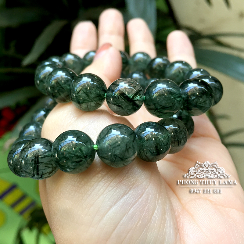 VÒNG TAY THẠCH ANH TÓC XANH VIP 12MM