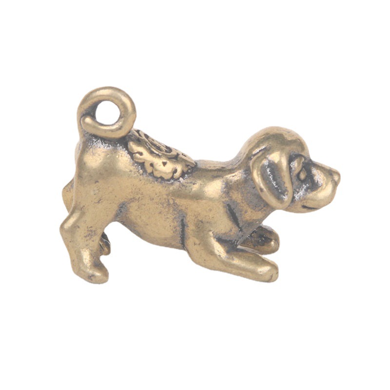 Tượng Nhỏ Bằng Đồng Hình Chó Con (Kích Thước: 3.0 x 2.2cm)