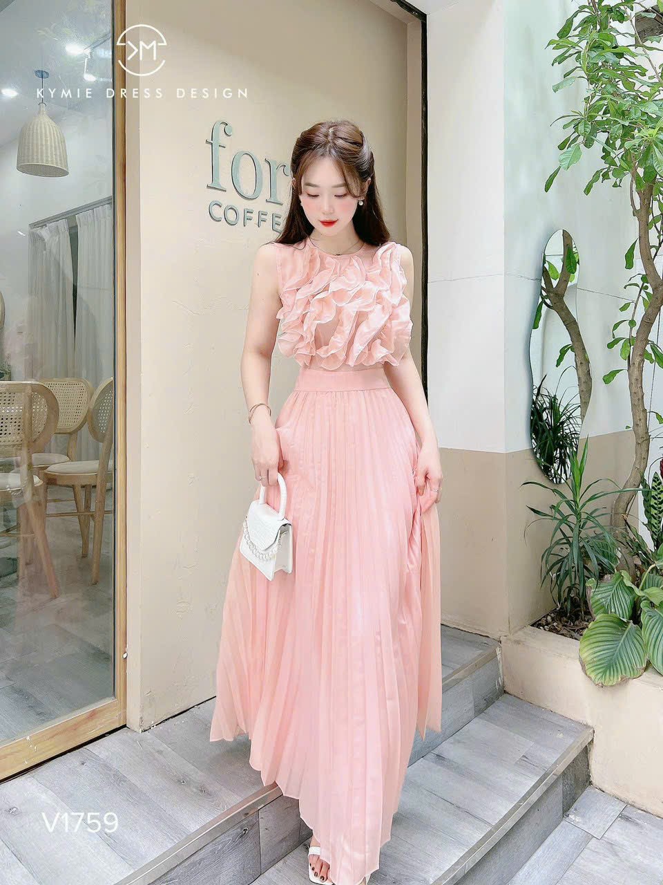 Đầm Xòe Dập Ly Bèo Ngực Voan Chinfon (có Lót)