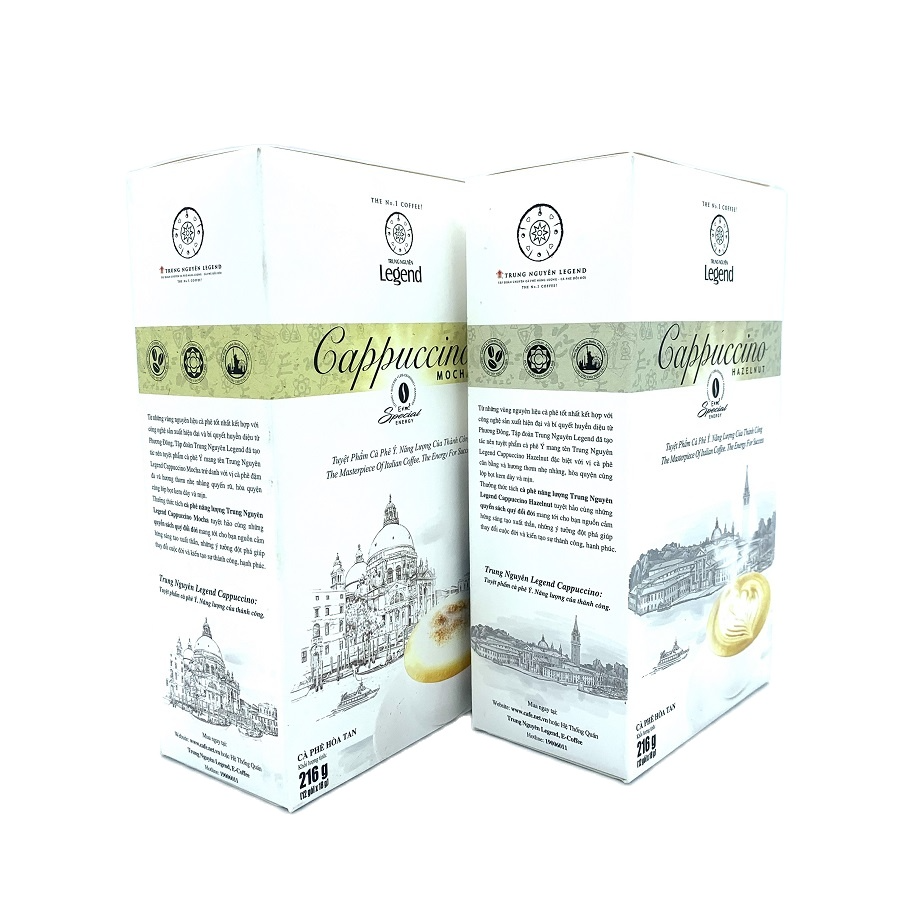 Combo 02 Hộp Cappuccino( MOCHA - HAZELNUT) Trung Nguyên( Hộp 12 Gói)