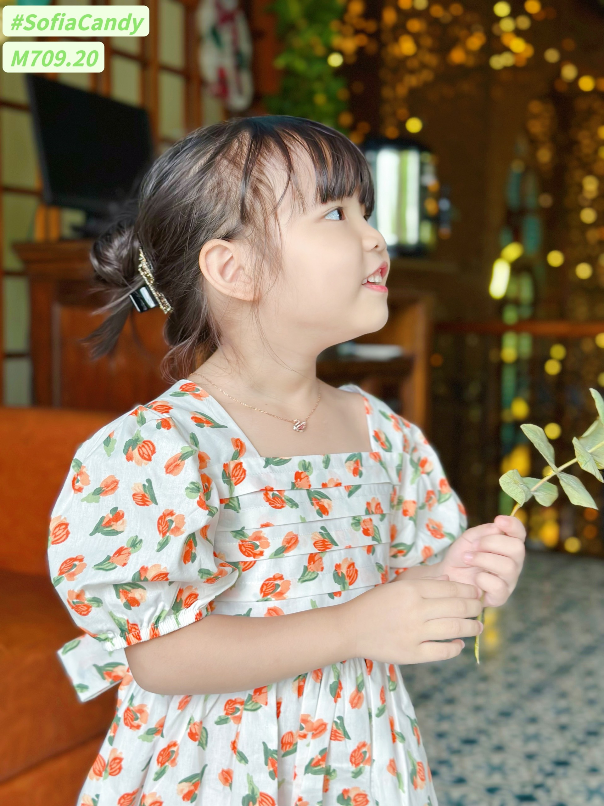 ĐẦM HOA CAM XẾP LY NGỰC SOFIA CANDY