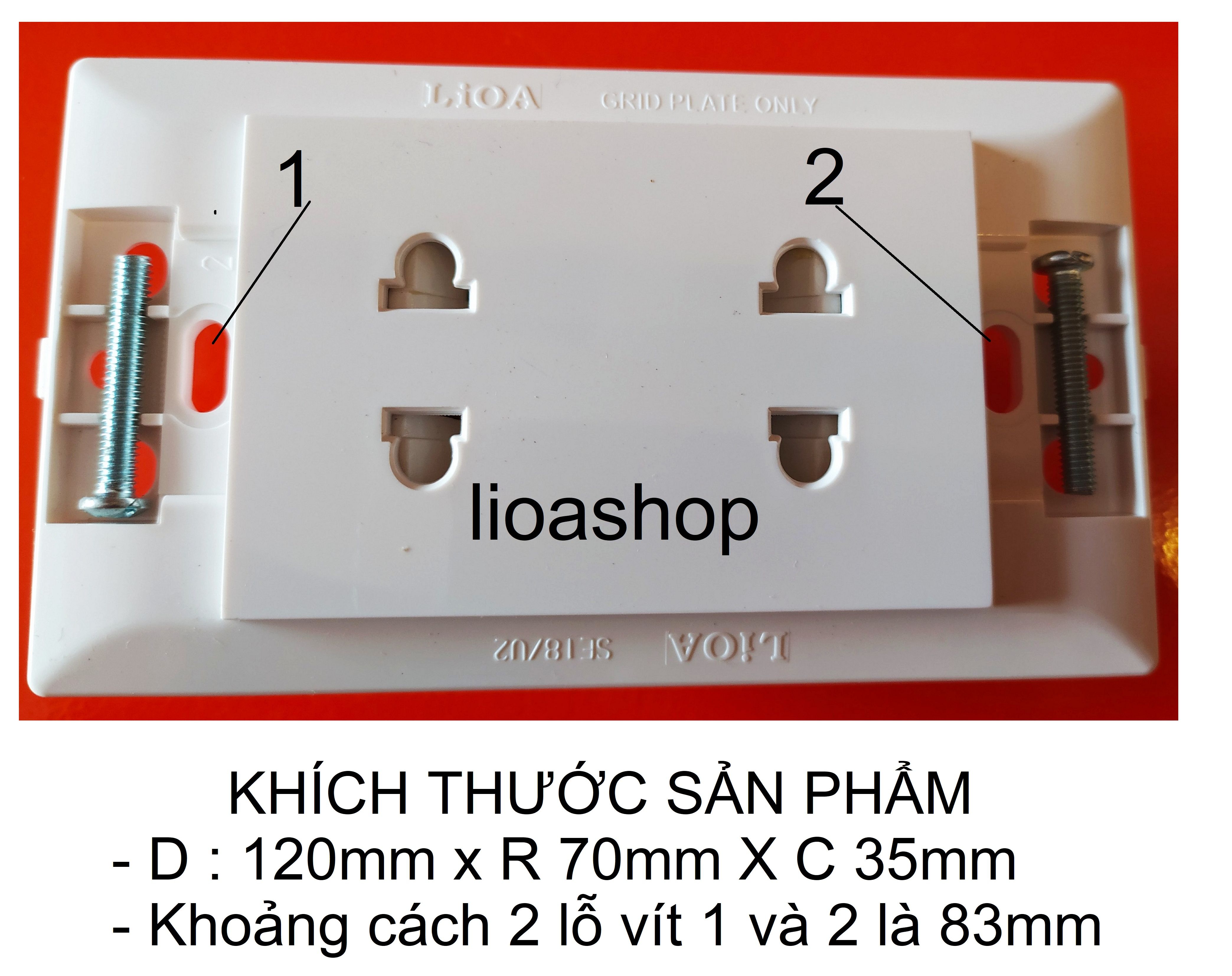 Ổ CẮM ĐÔI 2 CHẤU LiOA.
