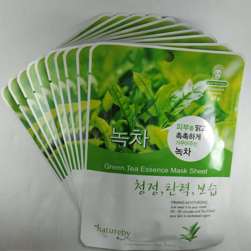 10 Mặt Nạ Dưỡng Trắng Da từ Trà Xanh HÀN QUỐC Natureby Green Tea Essence Mask Sheet 23g