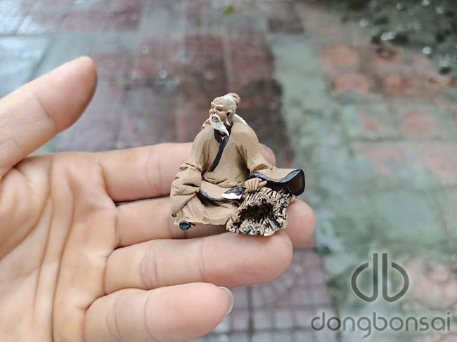 Tượng gốm tiều phu siêu mini trang trí tiểu cảnh bonsai