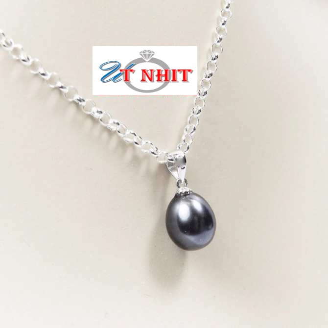 Mặt dây chuyền chuôi bạc ngọc trai thật giọt 8li