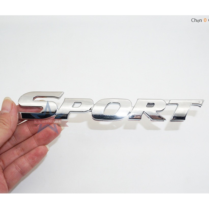 Tem  SPORT mạ crom 3D Cao Cấp Dán Trang Trí Ô Tô