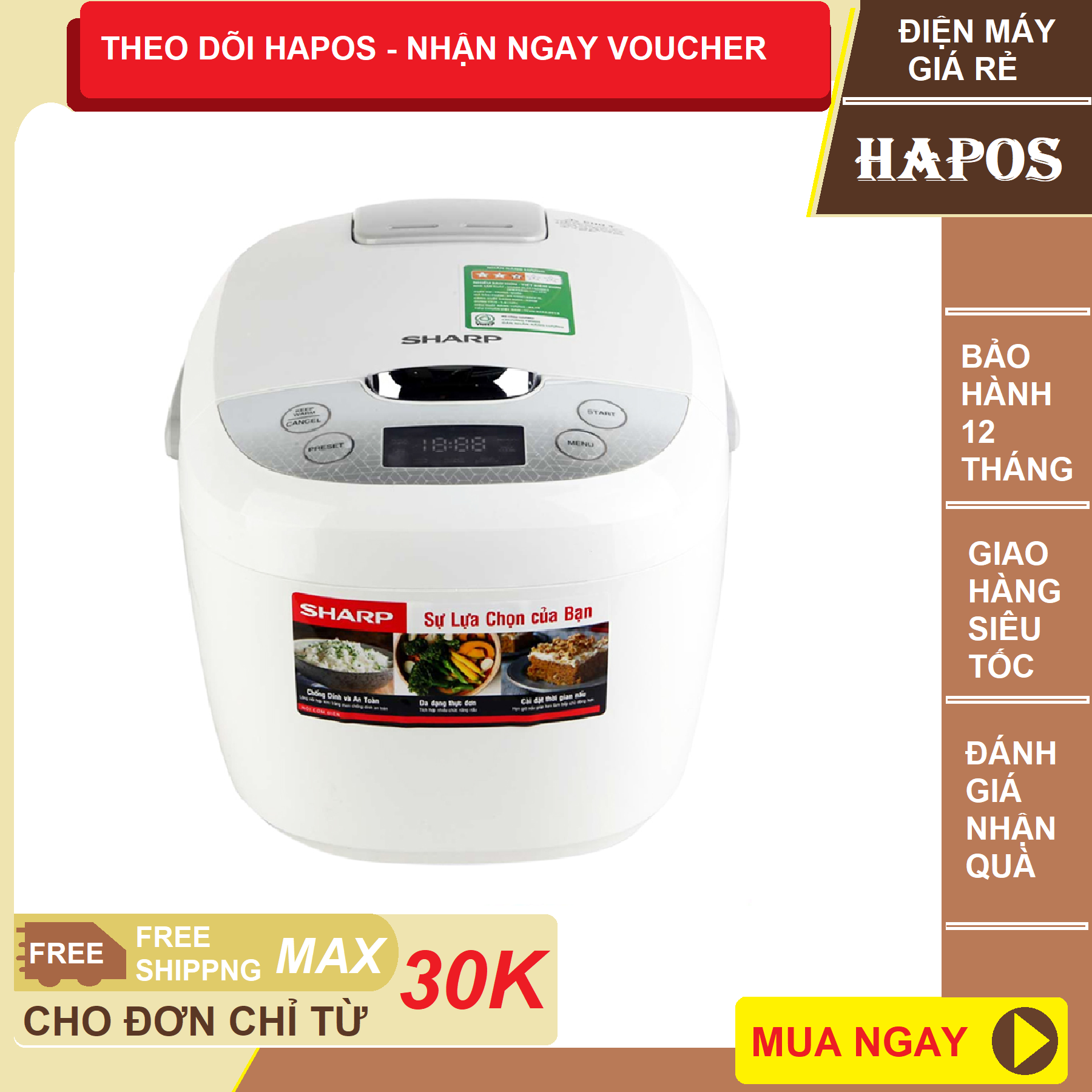 Nồi Cơm Điện Tử Sharp KS-COM185EV/186EV/180EV (1.8L)