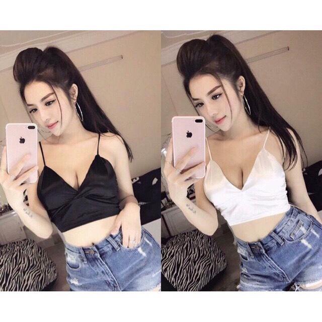 Áo Bra Lụa Phi Bóng 8 Nấc Cài Siêu Hot