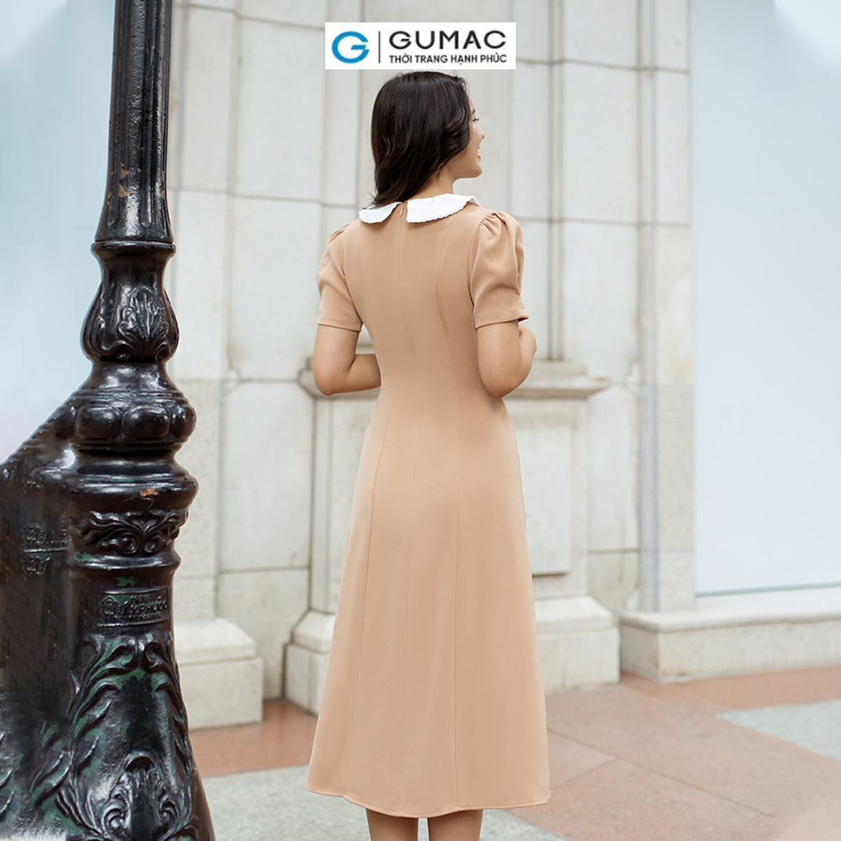 Đầm nữ phối bâu tròn thời trang GUMAC DD06057