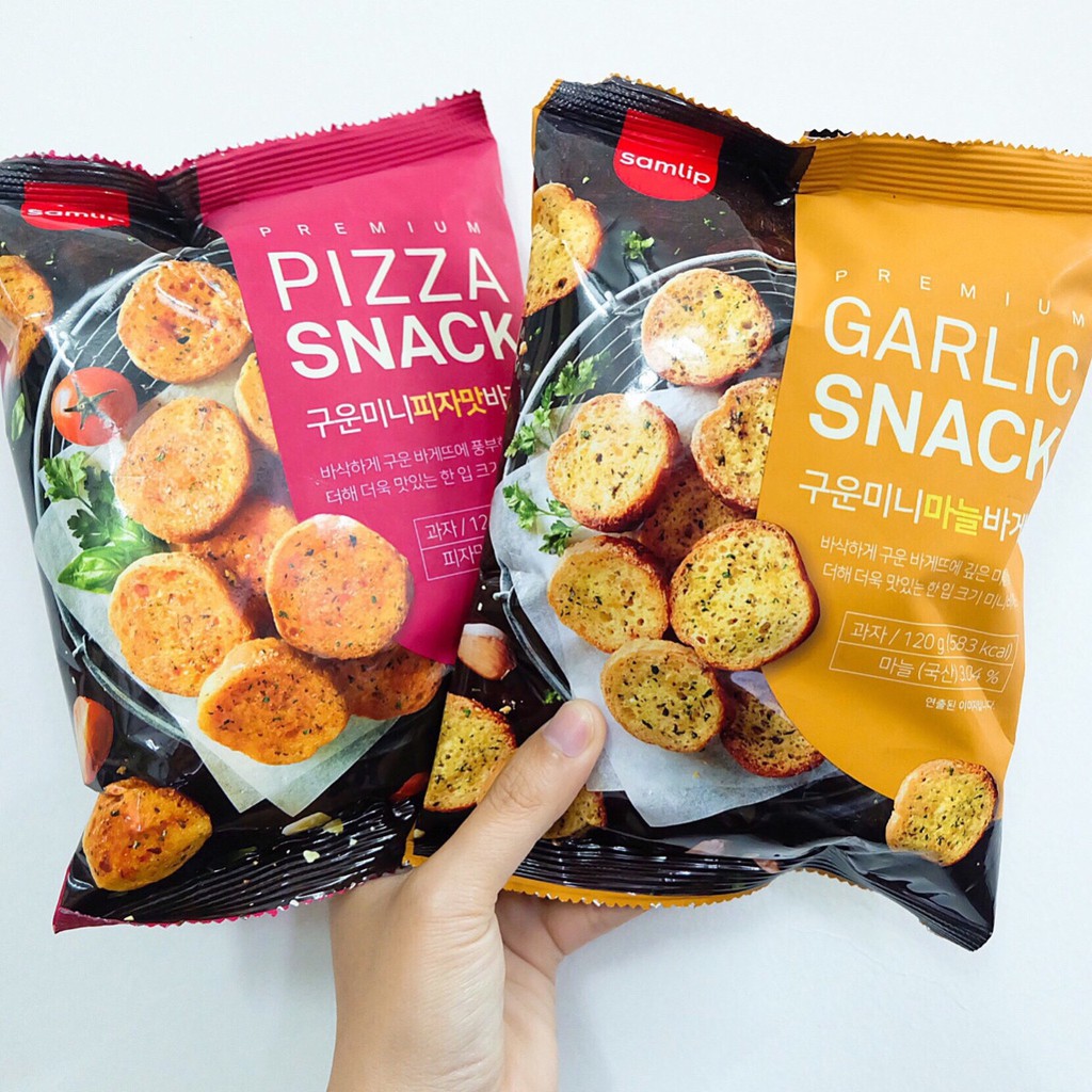 Snack bánh mỳ pizza Hàn Quốc gói 120g (vị Pizza Snack,Garlic Snack)