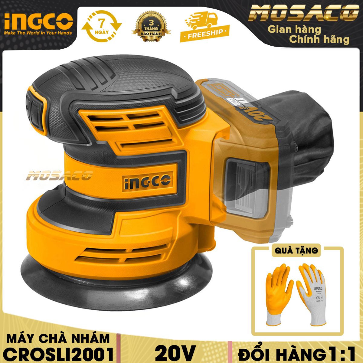 Sanding machine round disposable lithium battery 20V ingco CROSLI2001 included 5 pieces sanding . Sanding machine vibration no-load speed 10000/min, scrub disk 125mm warranty 3 month packing carefully-mosaco