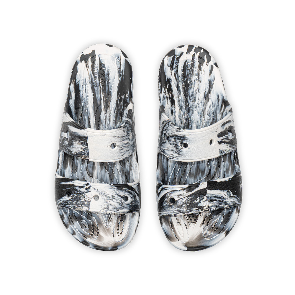 Dép Xăng Đan Unisex Crocs Marbled Classic - White/Black