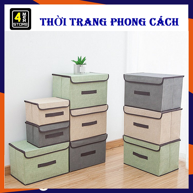 Hộp Vải đựng quần áo - thùng vải đựng đồ có nắp đa năng để đồ cá nhân gấp gọn tiện lợi