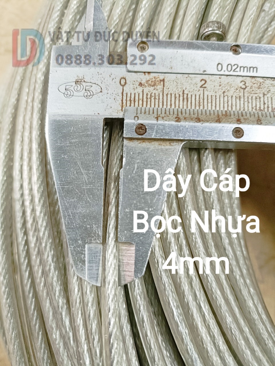 Dây cáp thép mạ kẽm / bọc nhựa / inox 304 1li 2li 3li 4li 5li 6li