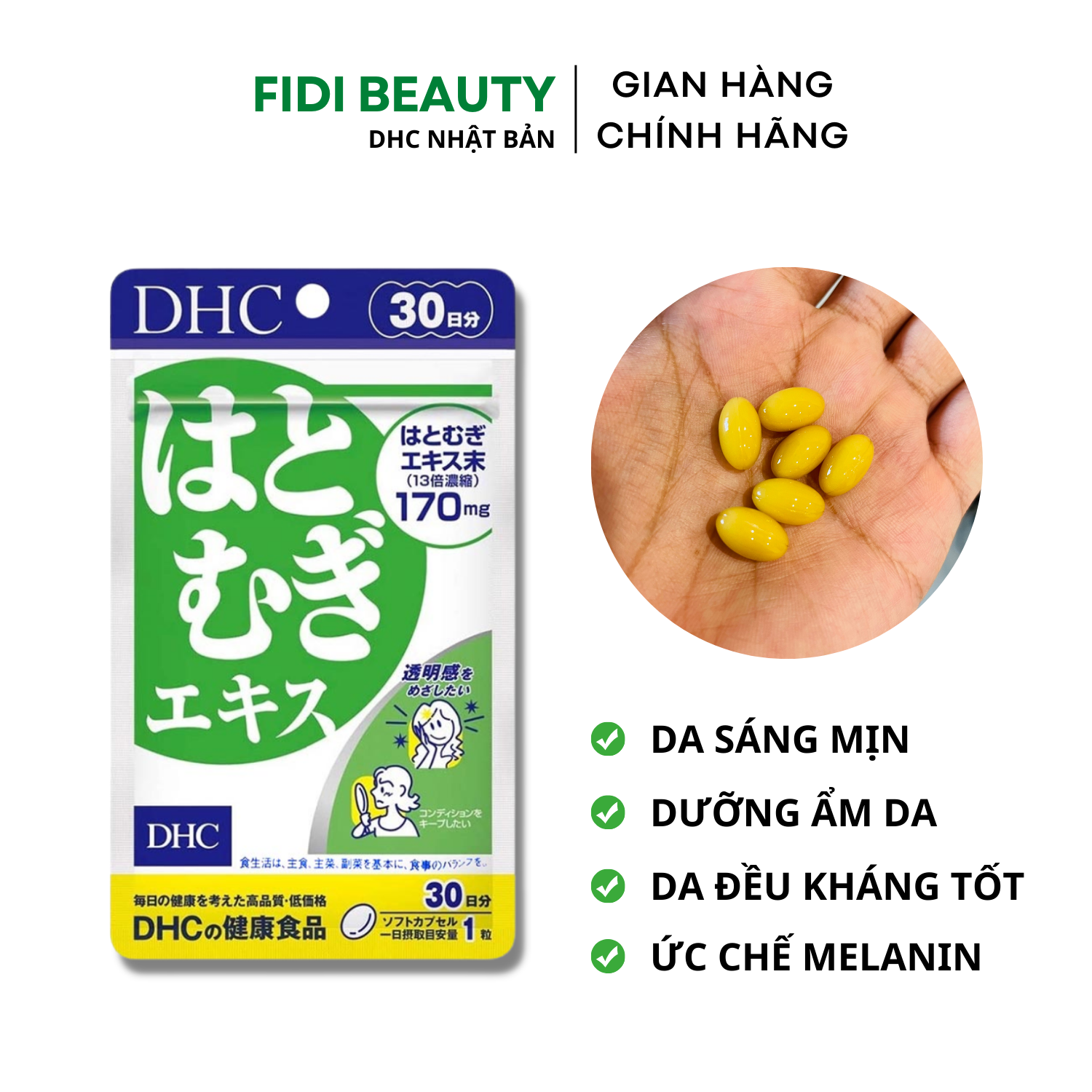 Viên uống trắng da DHC Nhật Bản Adlay Extract 30 Ngày - Fidi Beauty