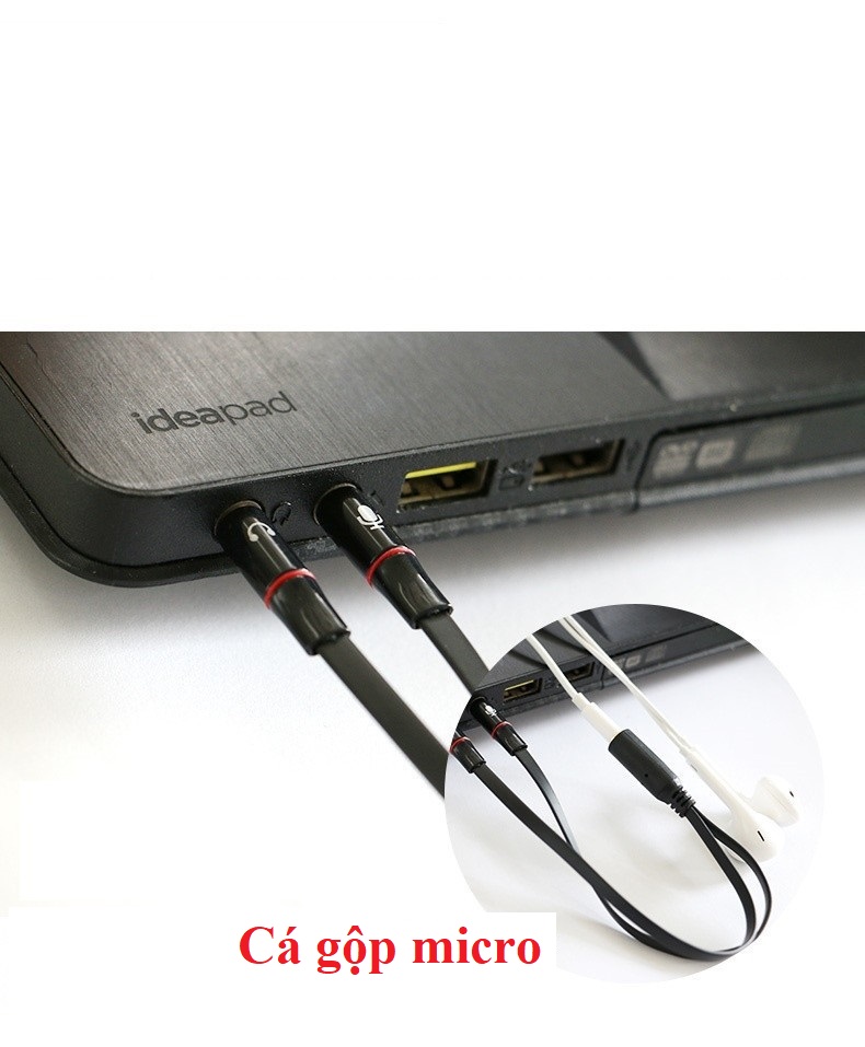 Cáp gộp micro + âm thanh vào 1 đầu 3.5mm cho tai nghe