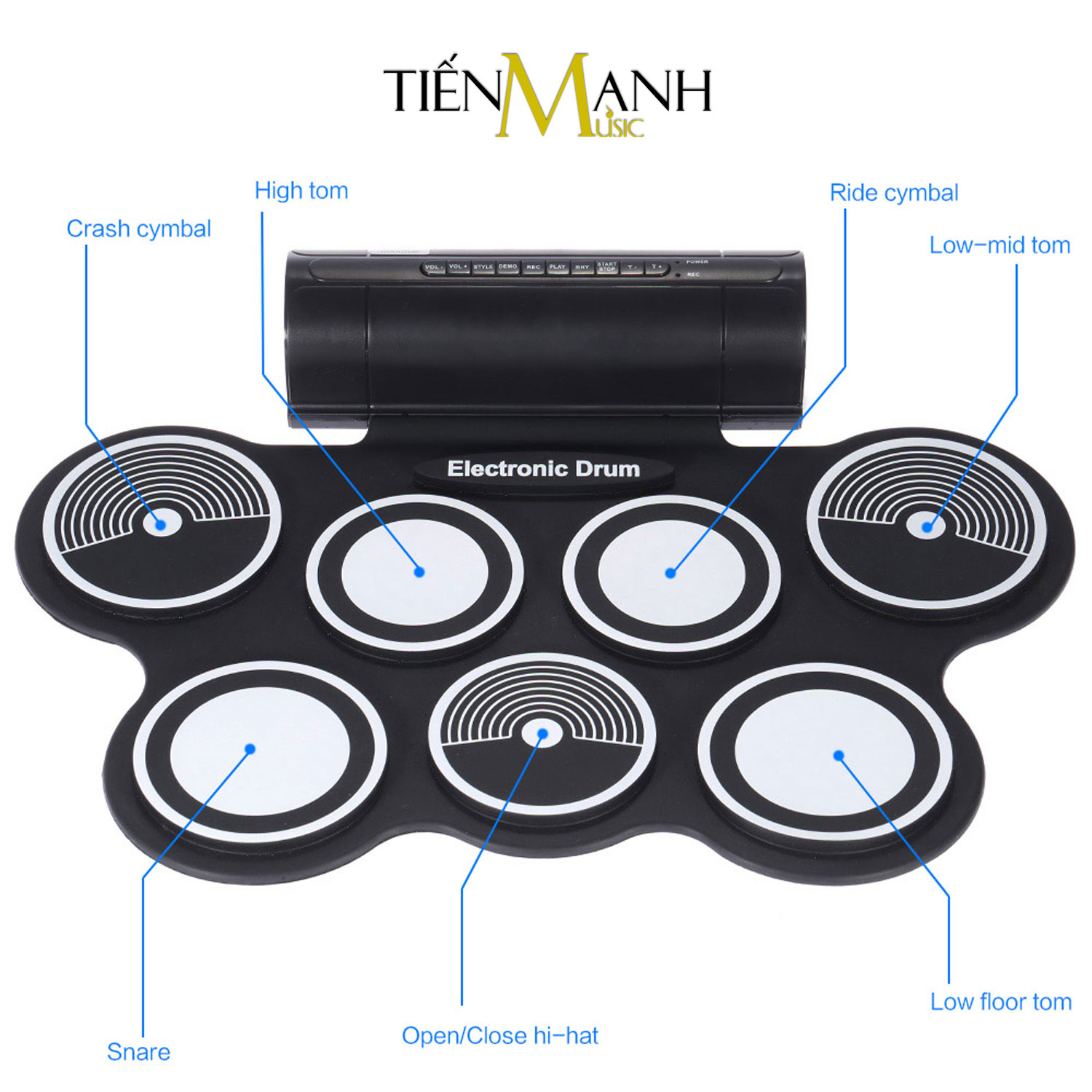 Bộ Trống điện tử 7 Mặt Konix W759 - Electronic Drum Kit Ultra Portable 7 Pad  Digital - Hãng Phân Phối Chính thức