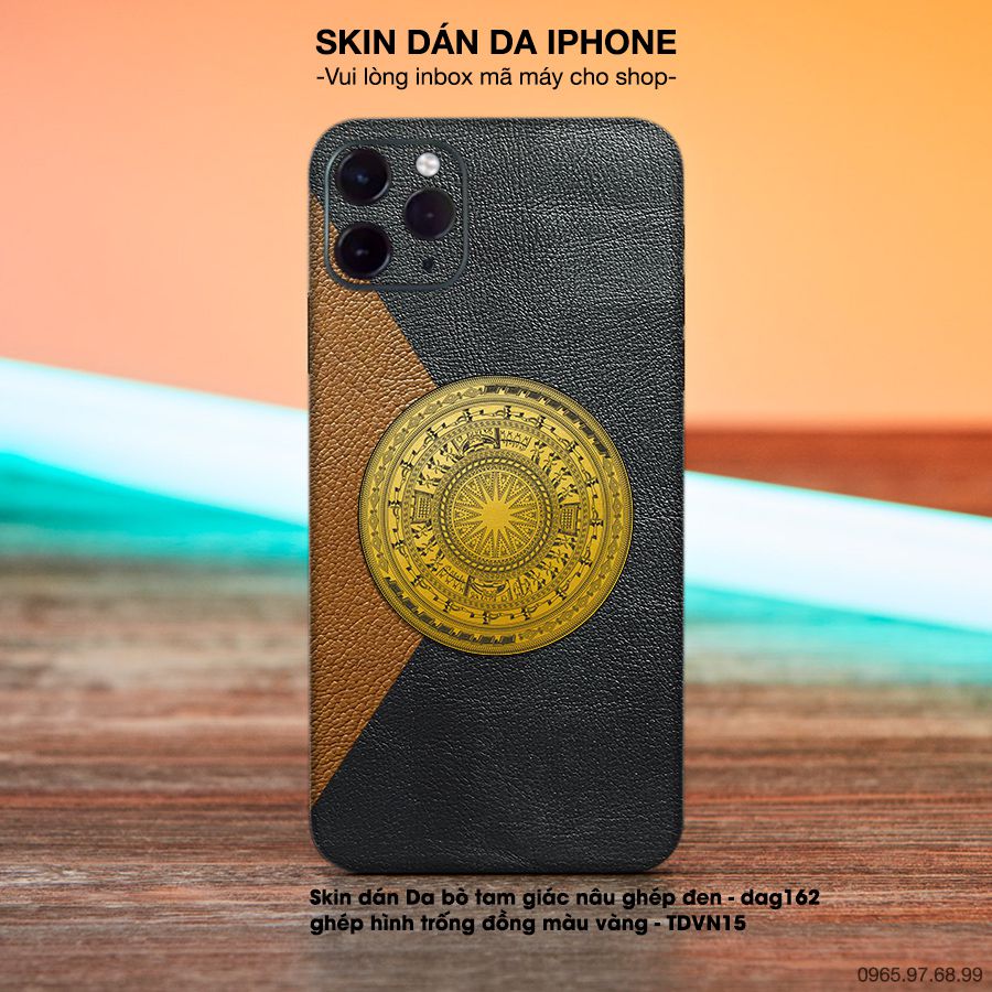 Miếng dán da ghép hình trống đồng vàng - bộ bộ 3 cho iPhone (inbox mã máy cho shop)