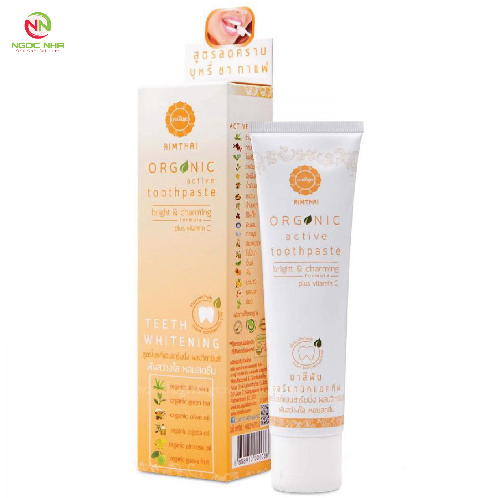 Kem đánh răng thảo dược Organic Aimthai từ Thái Lan làm trắng chống ố răng