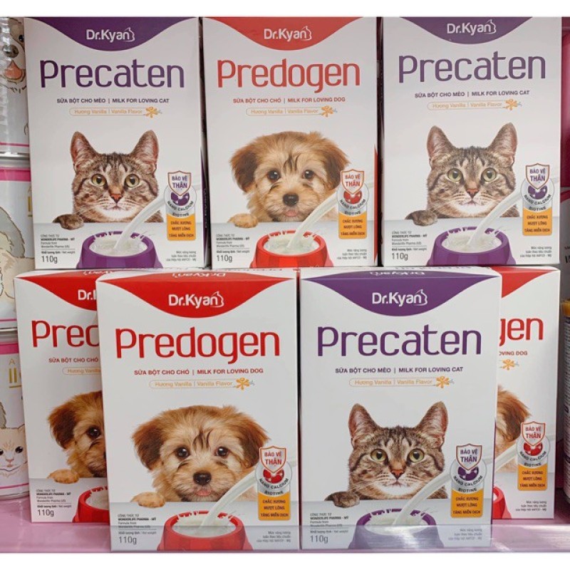 Sữa bột cho chó mèo Predogen Dr.Kyan hộp 110g sữa cho mèo, đảm bảo dưỡng chất phát triển và cực kì an toàn, dinh dưỡng tốt cho sức khỏe của thú cưng