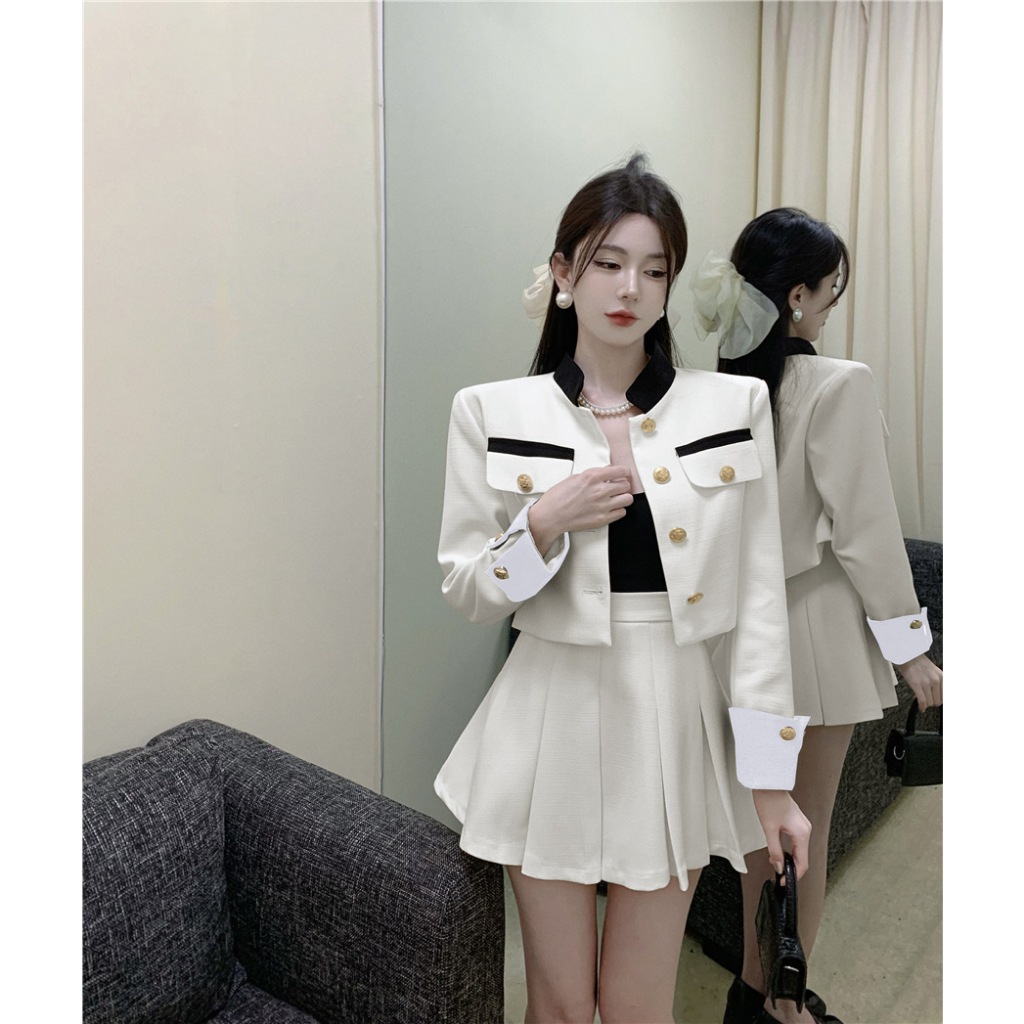 Set tiểu thư áo tay dài mix chân váy sang chảnh
