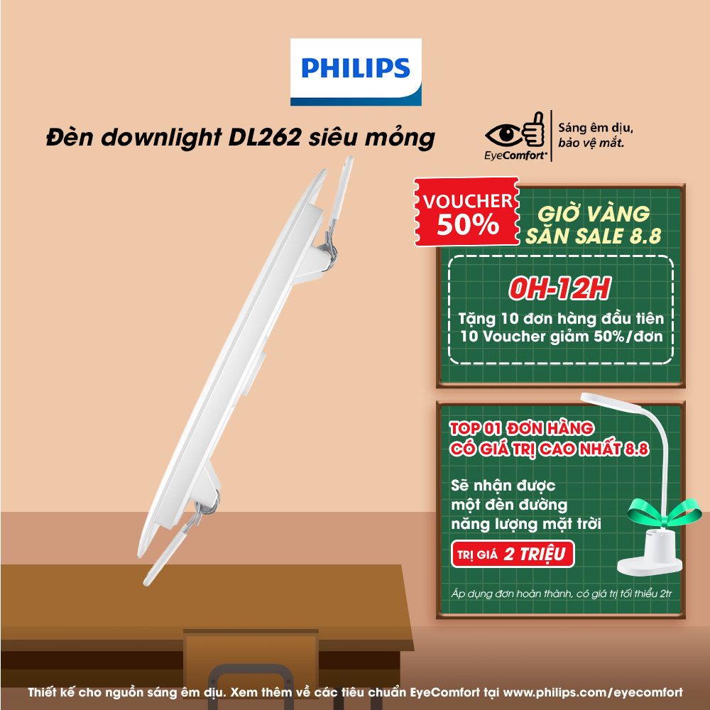 Bộ đèn âm trần Philips LED DL262 công suất (6W, 9W, 12W)