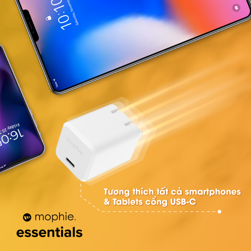 Sạc mophie Essentials PD 30W USB-C GaN - Chính hãng
