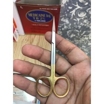 Kéo cắt chỉ thẳng 10cm chuôi vàng