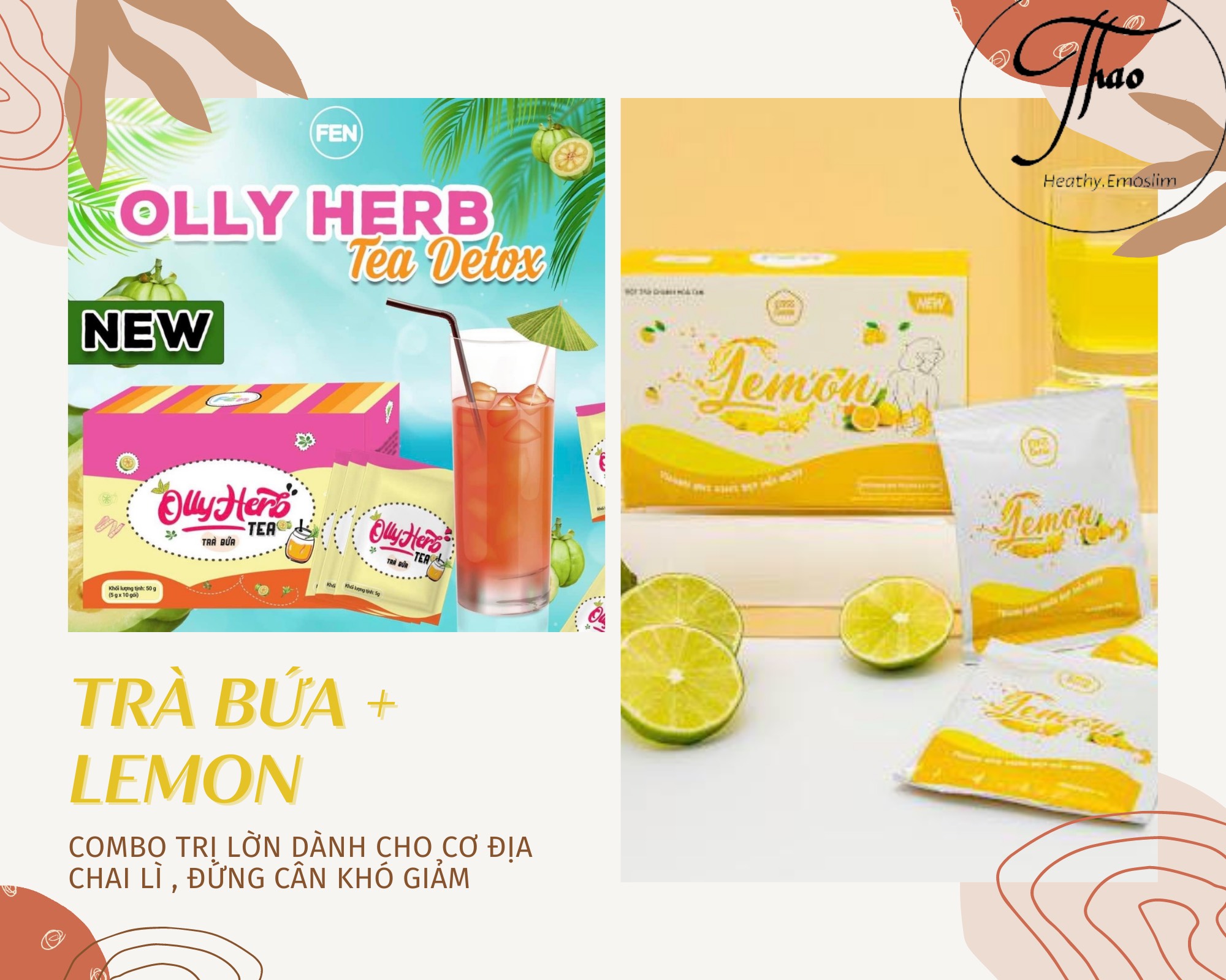 (Tặng Chai + Freeship) COMBO NƯỚC TRÁI CÂY EMOSLIM + TRÀ BÍ ĐAO