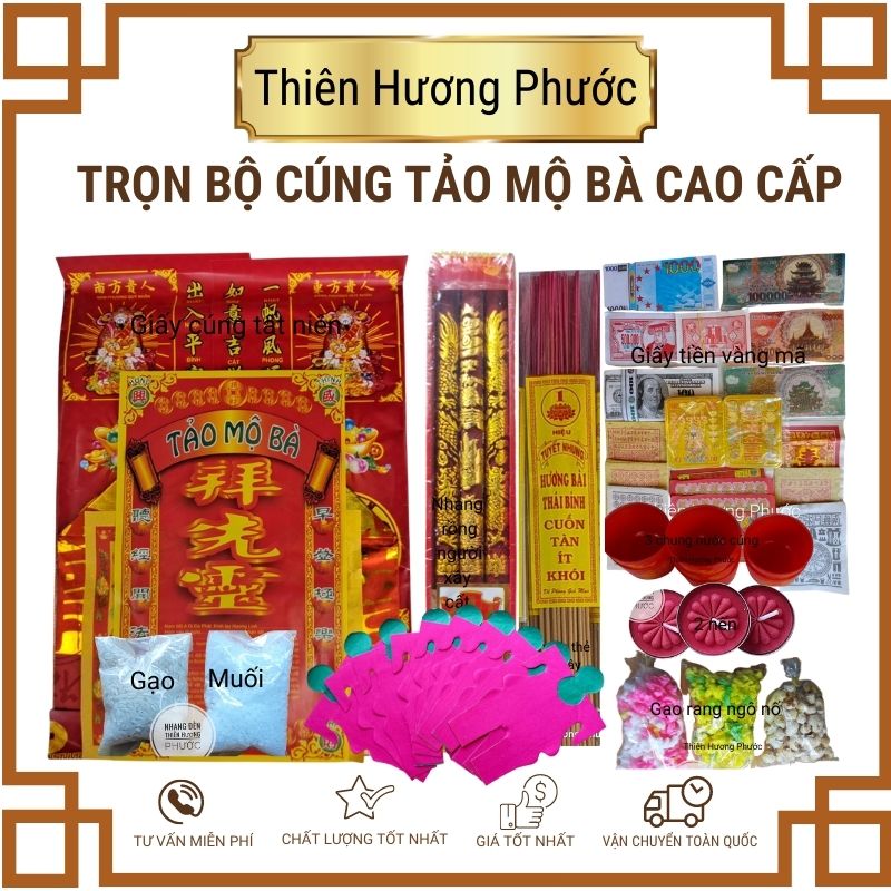 Cúng tảo mộ ông bà trọn bộ cao cấp vàng mã