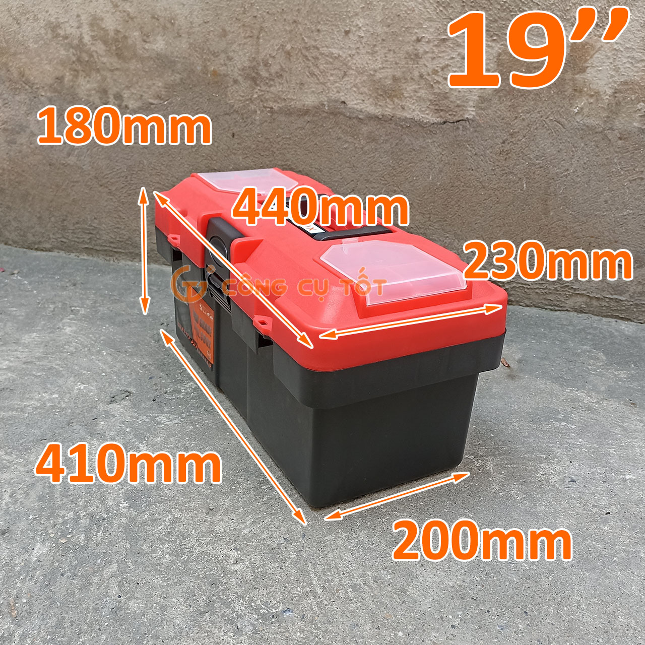 Hộp đựng đồ nghề, thùng đựng đồ nghề nhựa cam 14 inch, 17 inch, 19 inch