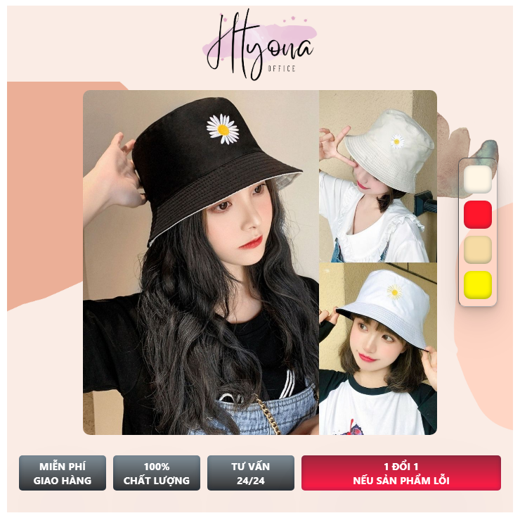 [SIÊU SALE 37K] Nón Hoa Cúc 2 Mặt HOT TREND