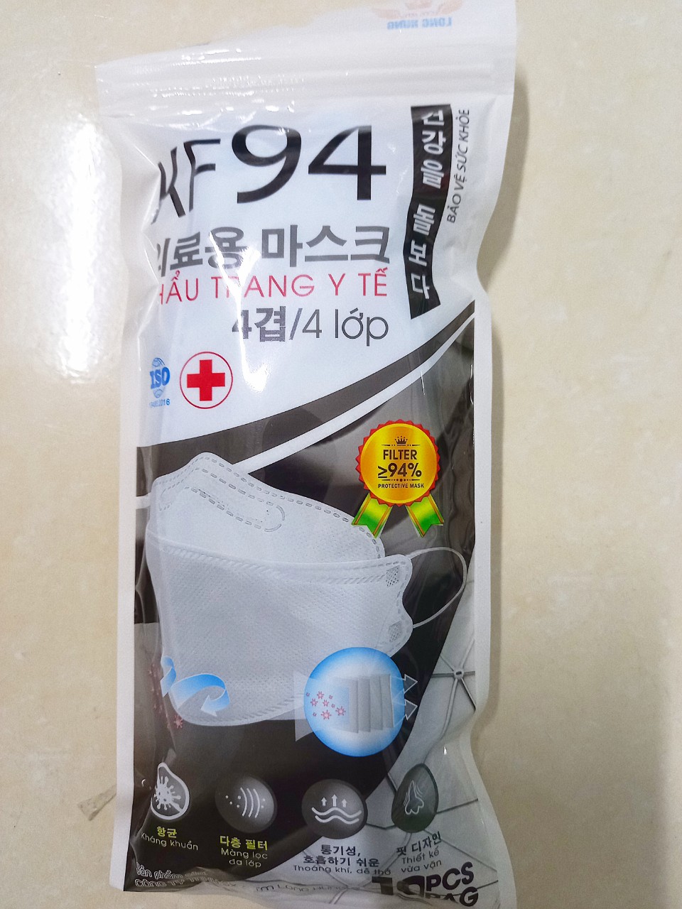Khẩu trang y tế đẹp 4D KT94 Long hưng (túi 10 cái)