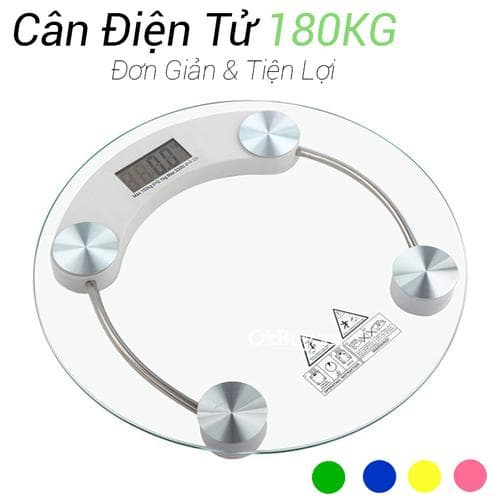 Cân sức khỏe điện tử 180KG mặt kính cường lực tròn - Hàng nhập khẩu - Cân điện tử 180KG