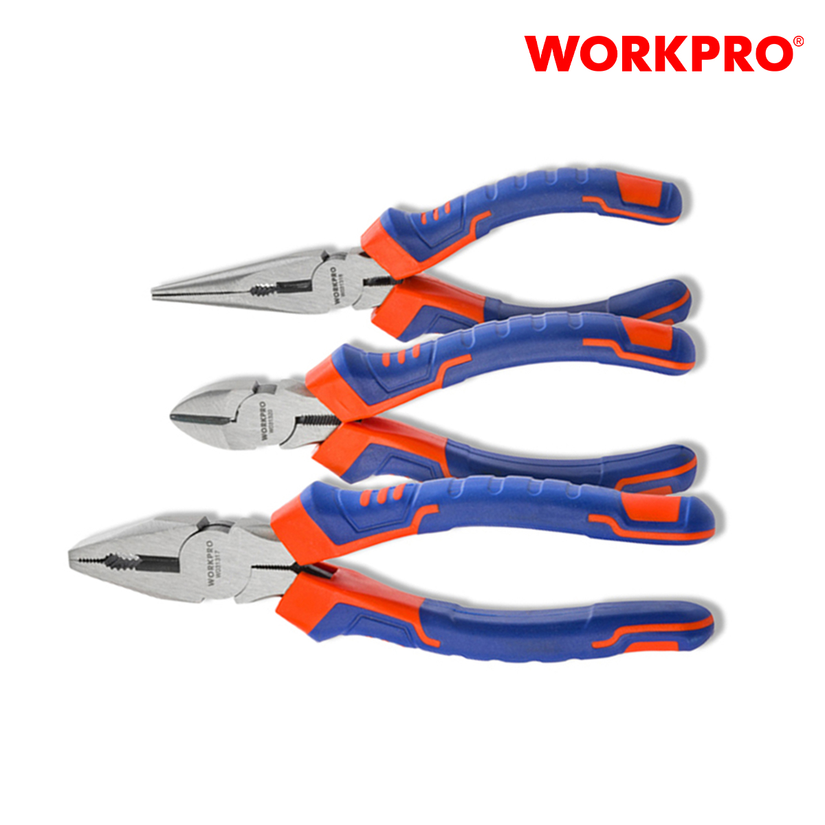 Bộ kìm 3 món gồm (điện, cắt, nhọn) 6 inch và 8 inch Workpro WP201007 chính hãng Xsafe