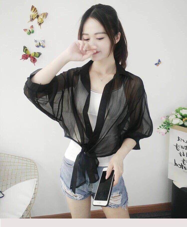 Áo Sơmi Voan Form Lững Phối Kiểu Buộc Eo Cá Tính TTSL0227