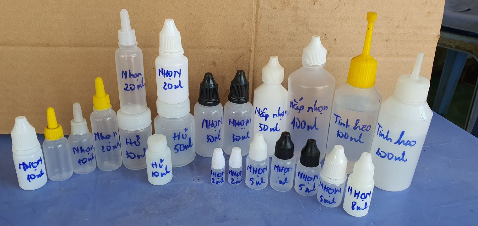 100 CHAI NHỰA ĐẦU NHỌN 10ML