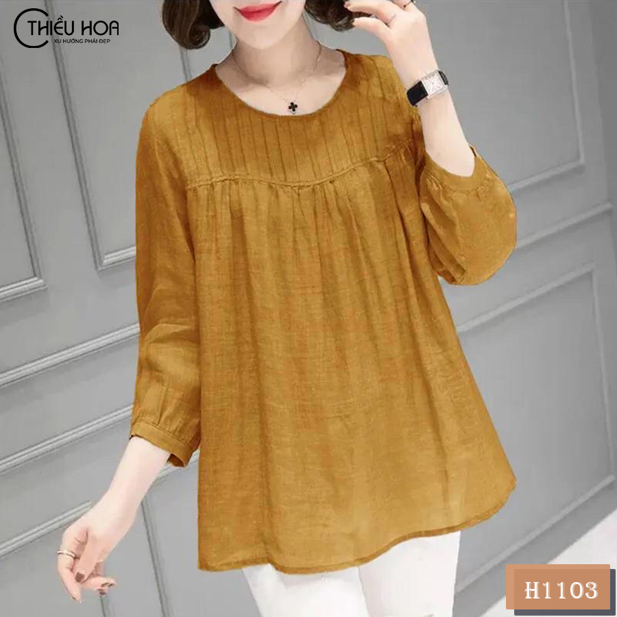 Áo kiểu nữ trung niên dáng chữ A form rộng thoải mái H1103  Thời Trang Thiều Hoa