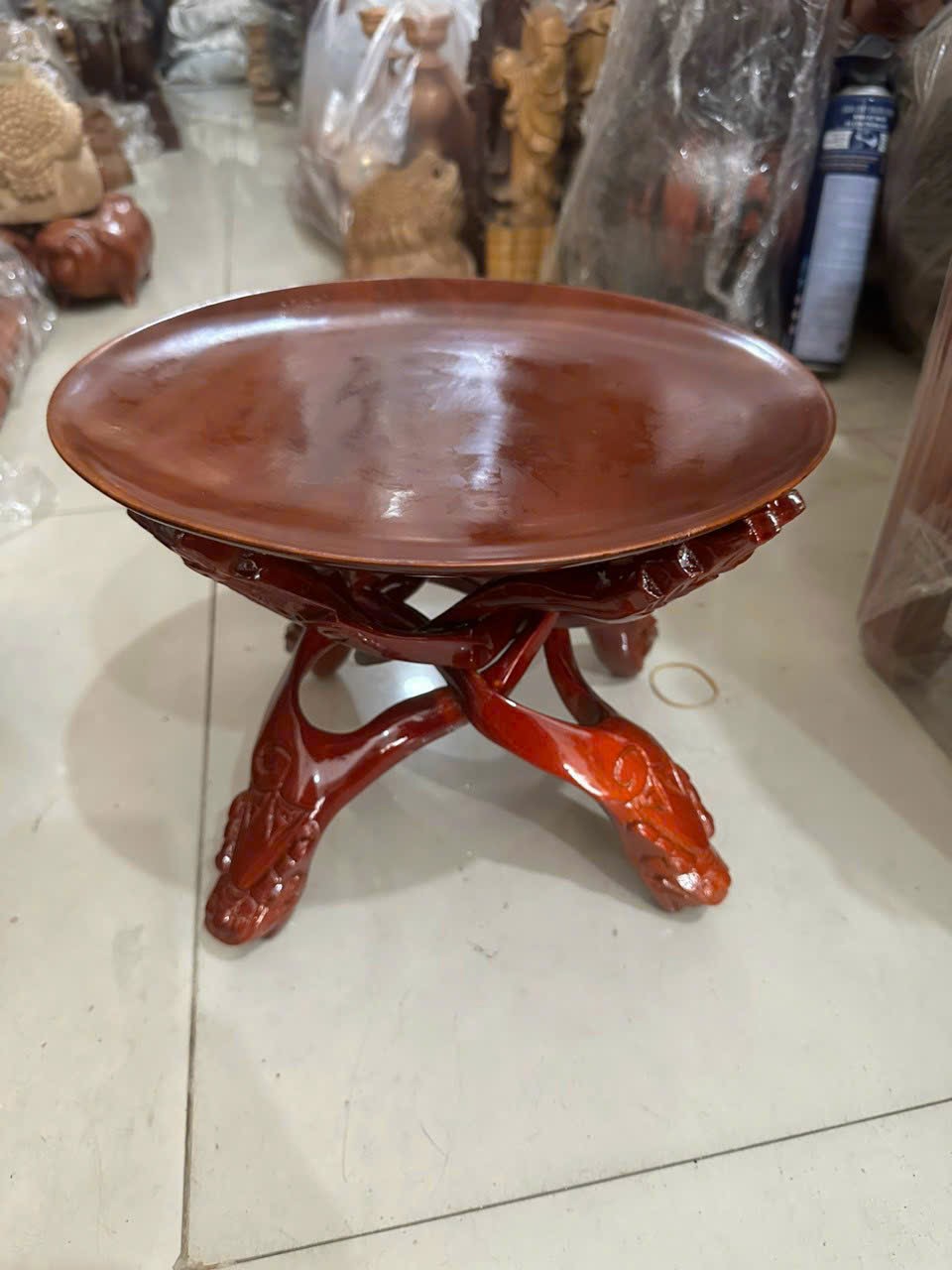 Chò xếp 4 chân + đĩa gỗ tràm sơn PU hàng cao cấp - nhiều cỡ