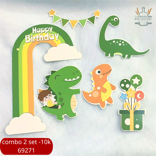 Set que giấy-Cầu vồng khủng long+bé trai