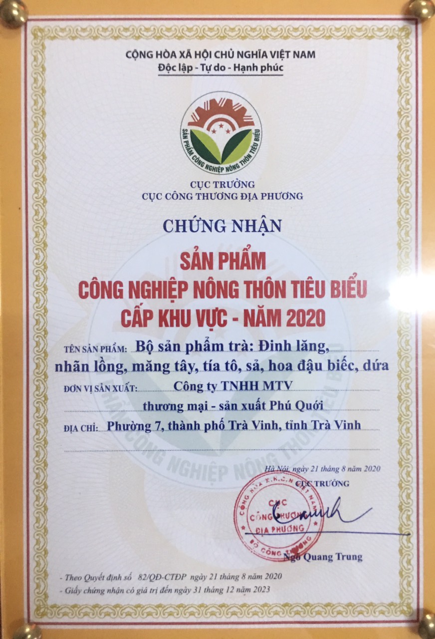 Trà Sâm Đinh Lăng (trà túi lọc) [Hai Lúa - Phú Qưới ]hộp 30 gói