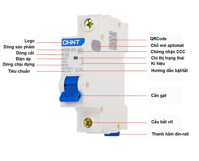 CB , Aptomat 1 pha và 2 pha dòng  định mức 1A chống quá tải, chống cháy cho máy phun sương con gà,máy tạo độ ẩm nhà yến!