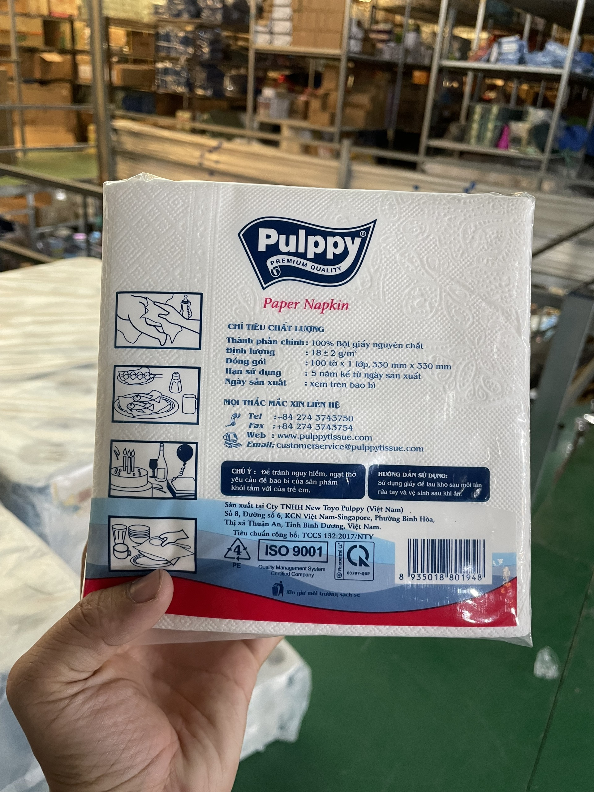 Bịch 100 Tờ Khăn giấy vuông Pulppy 33x33cm