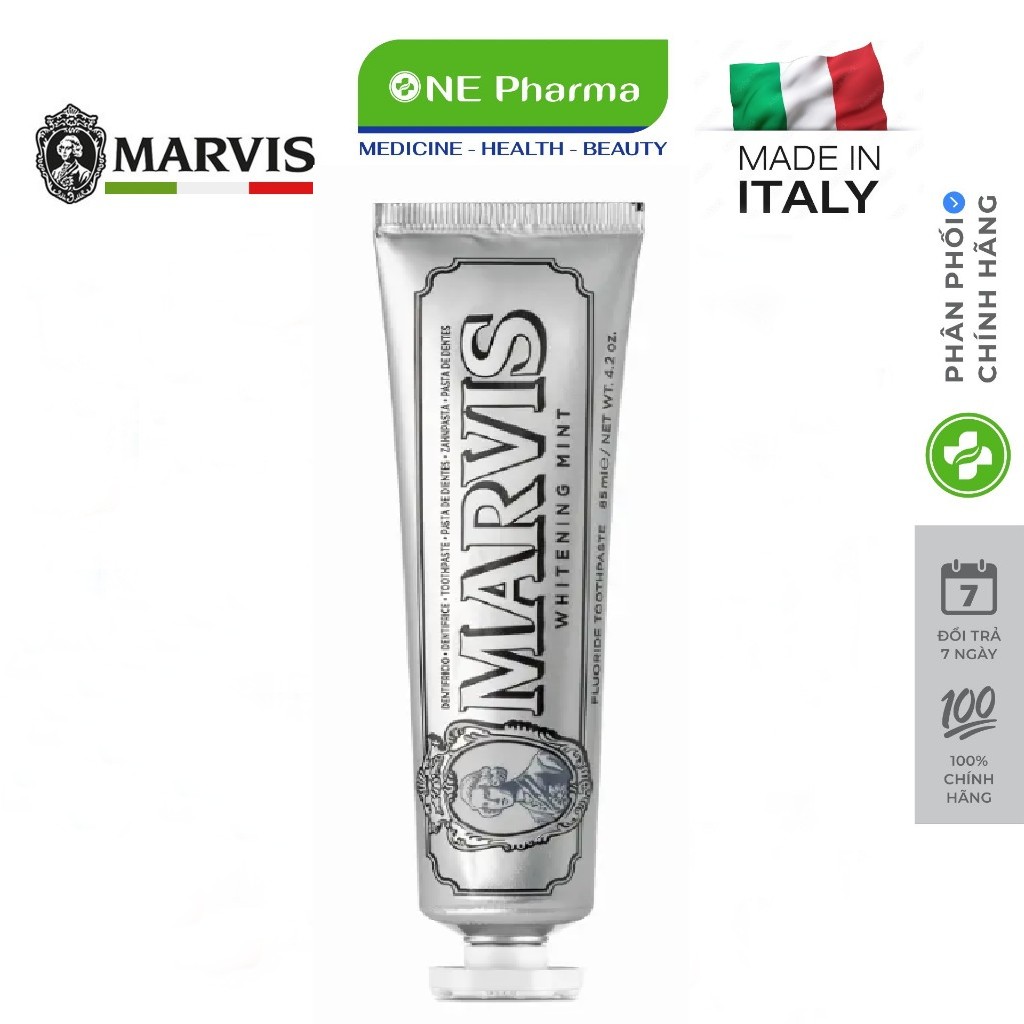 Kem Đánh Răng Marvis Màu Bạc Làm Trắng Răng Whitening Mint Toothpaste 85ml