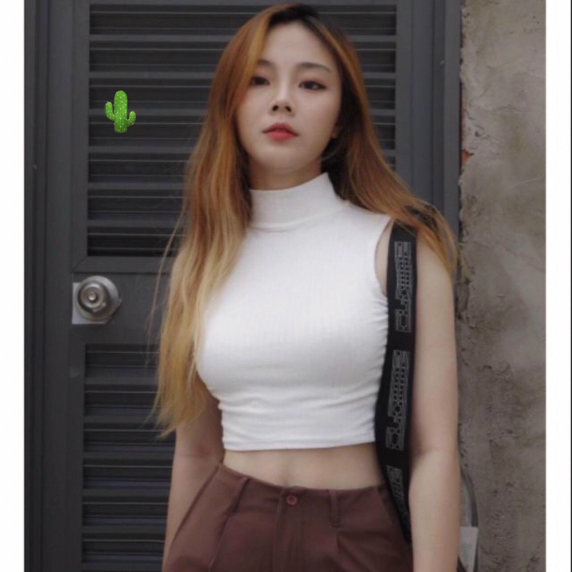 Áo Croptop Cộc TAy Cổ Lọ Body Cực Xinh TTPK0151