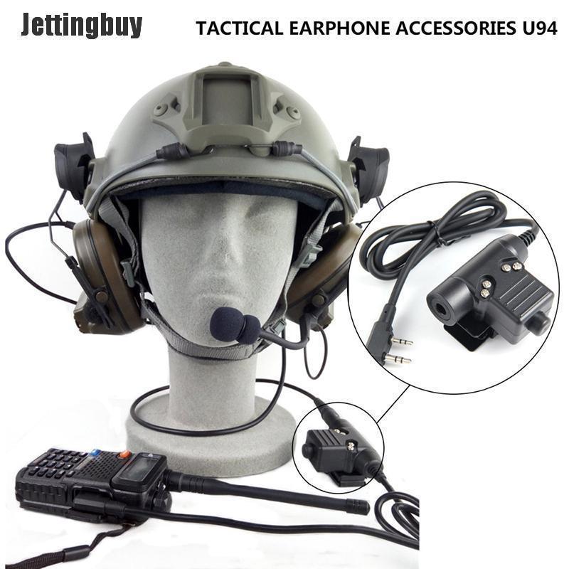 Jettingbuy Z-TAC Tactical Headphone U94 Headset PTT Military Radio 2 Pin Black