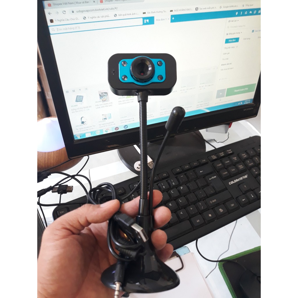 Webcam cho máy tính Vcam 720p HD Chân Cao Có Mic
