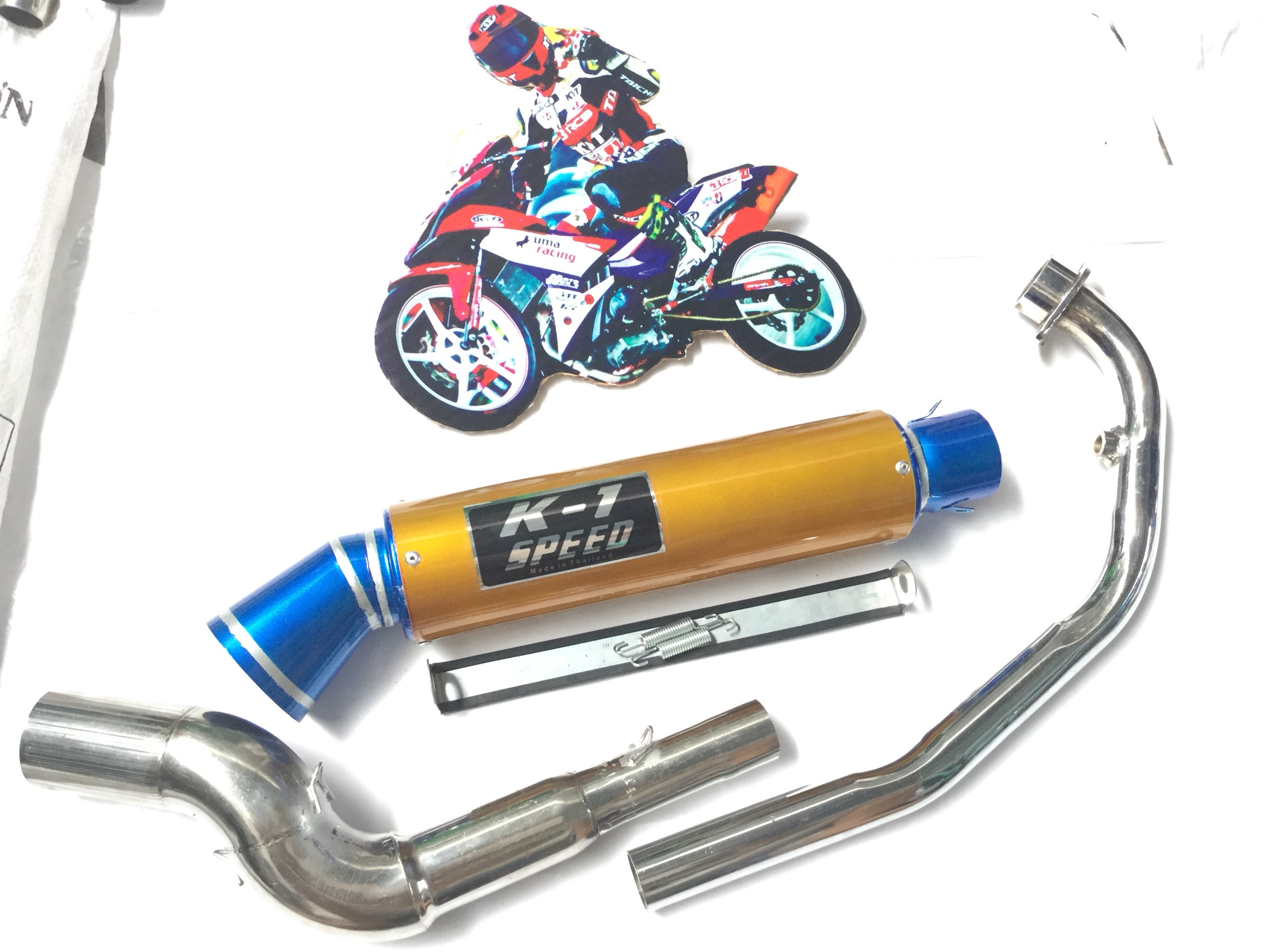 Pô K1 vip trắng - Cổ Cong 2 Khúc Đá Winer + Sonic